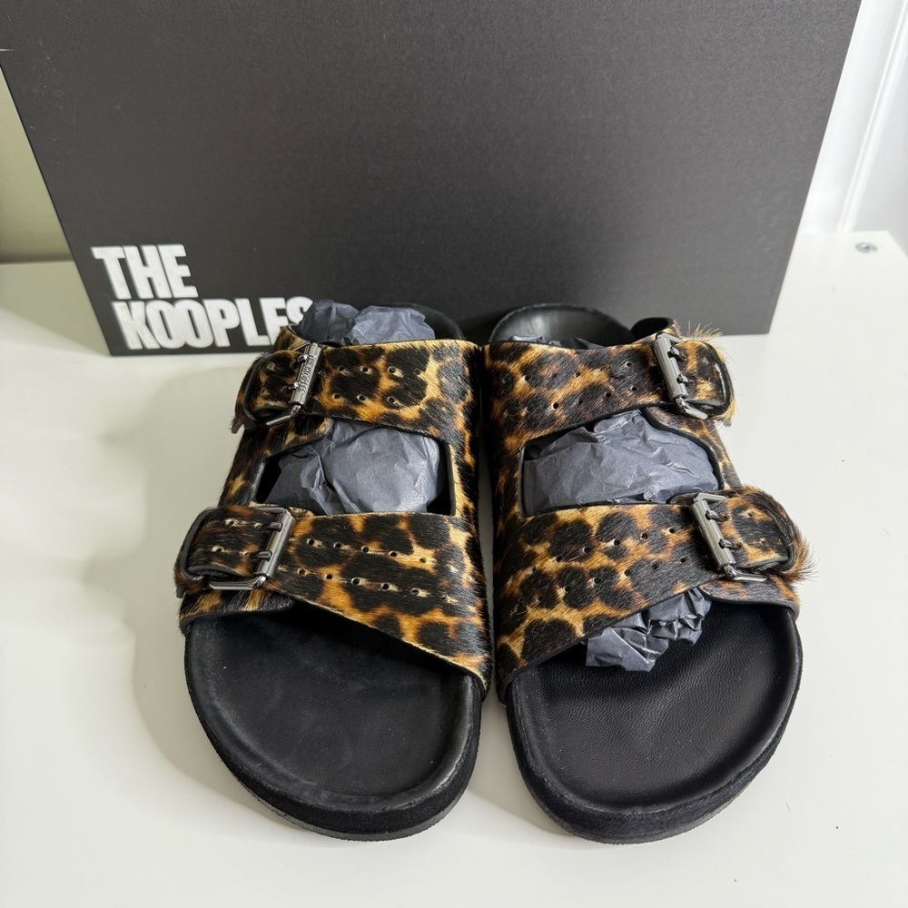 The Kooples - Leopard Print Women's Buckle Slide Sandals - NWB sz 38 - Picture 8 of 14